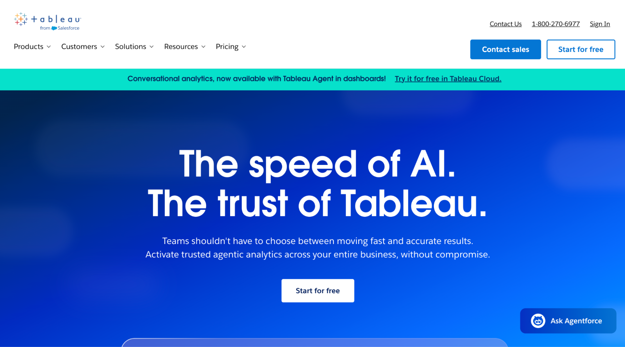Screenshot of Tableau webpage