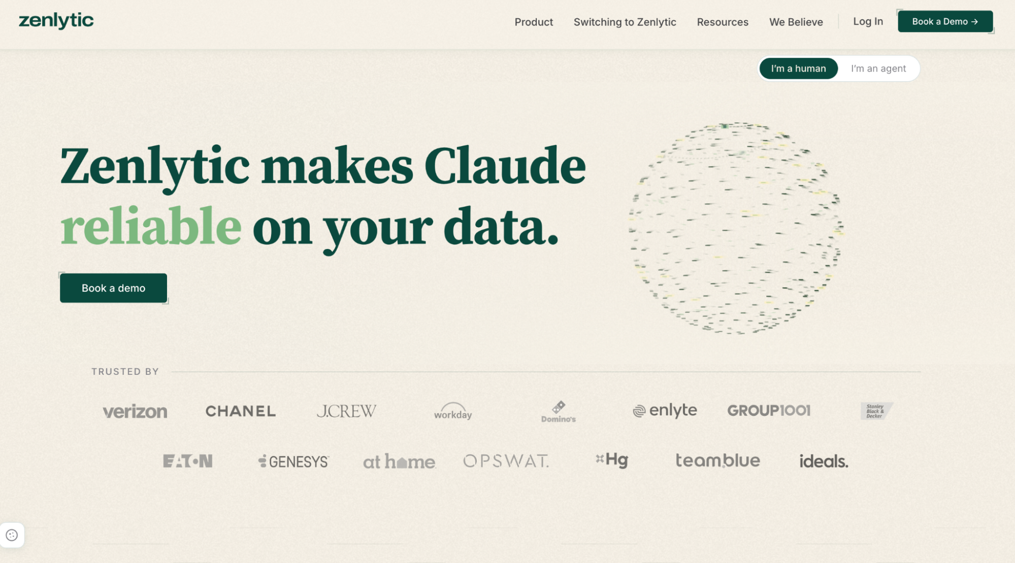Screenshot of Zenlytic webpage