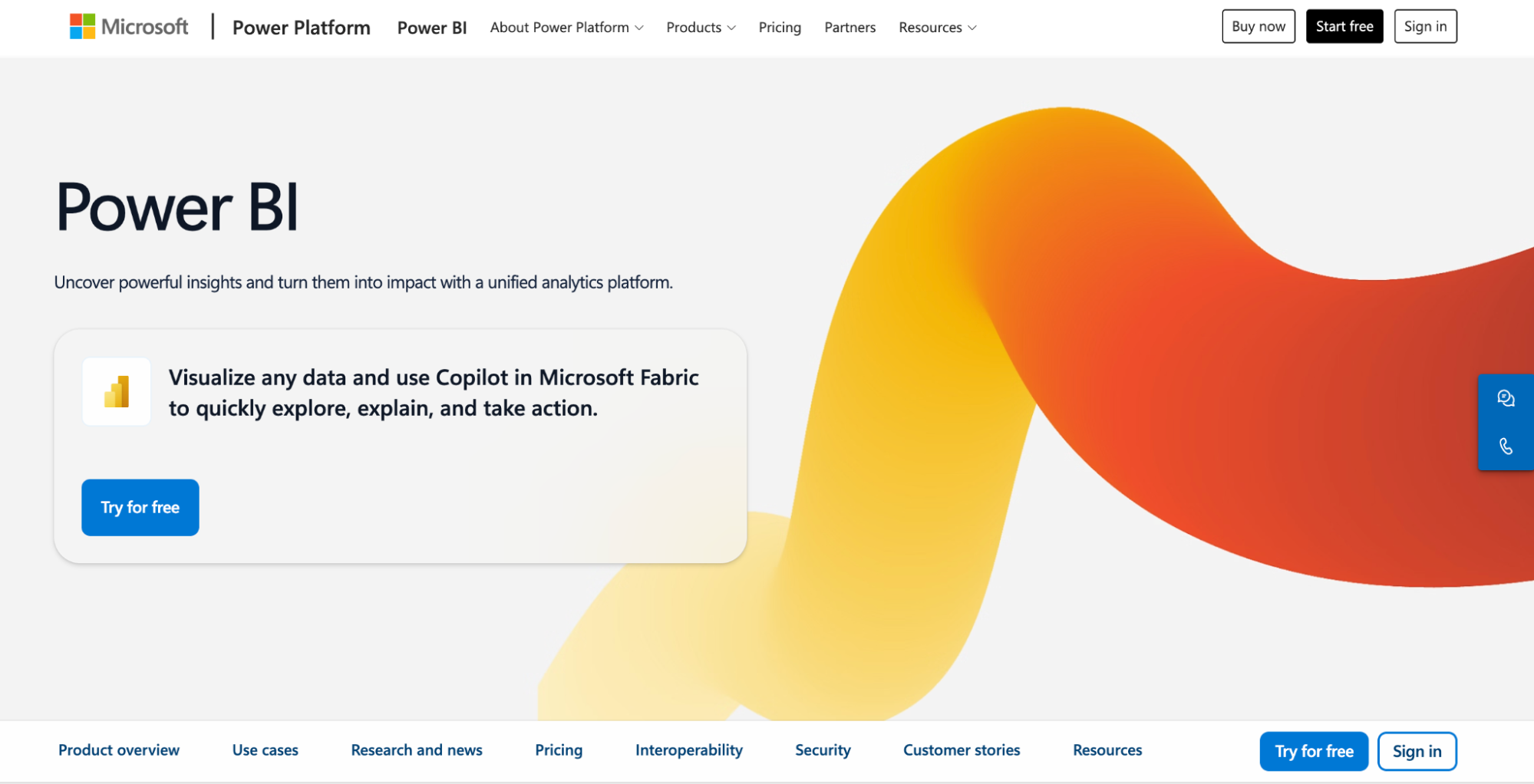 Screenshot of Microsoft Power BI webpage