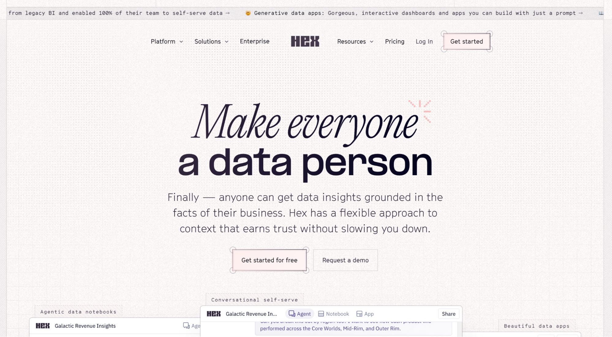 Screenshot of Hex homepage