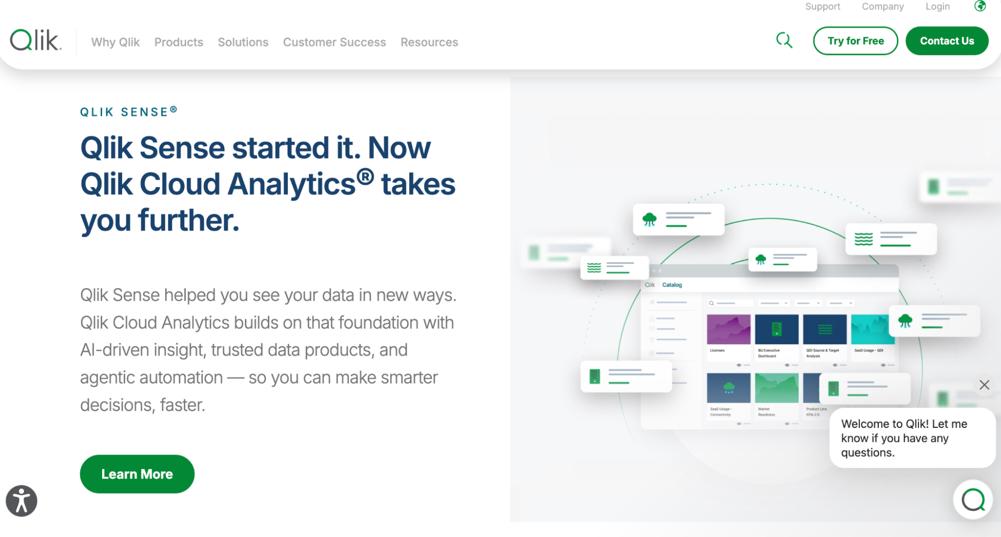 Screenshot of Qlik Sense webpage