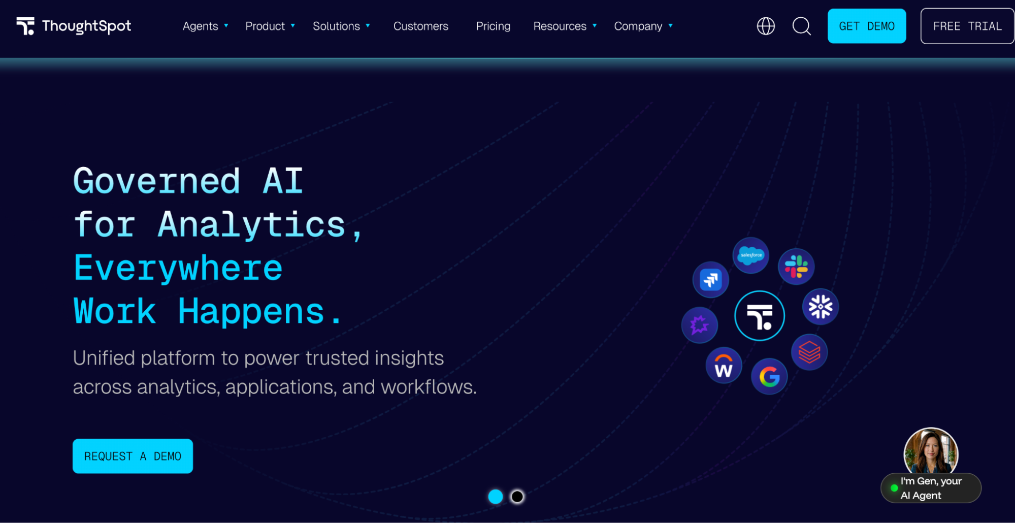 Screenshot of ThoughtSpot webpage