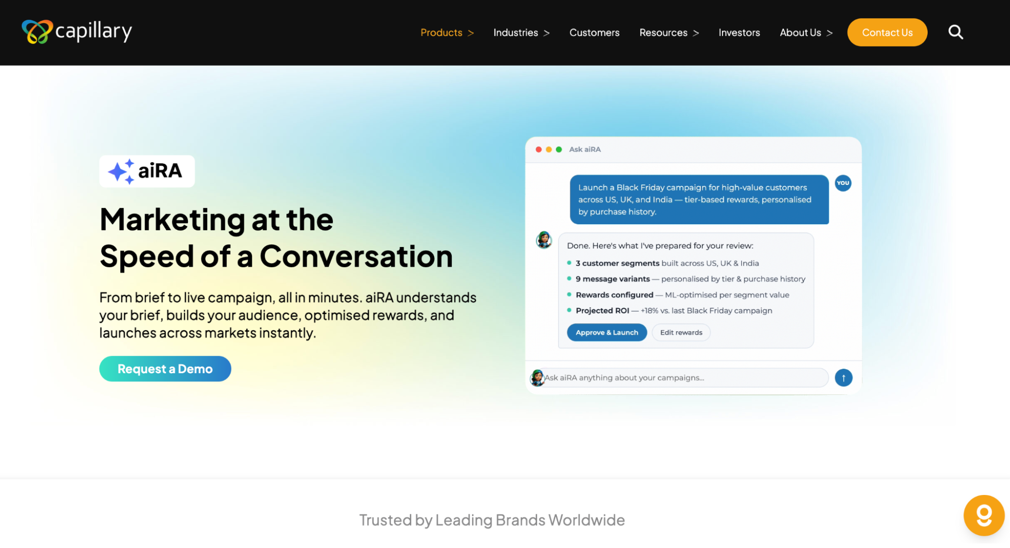 Screenshot of aiRA by Capillary webpage
