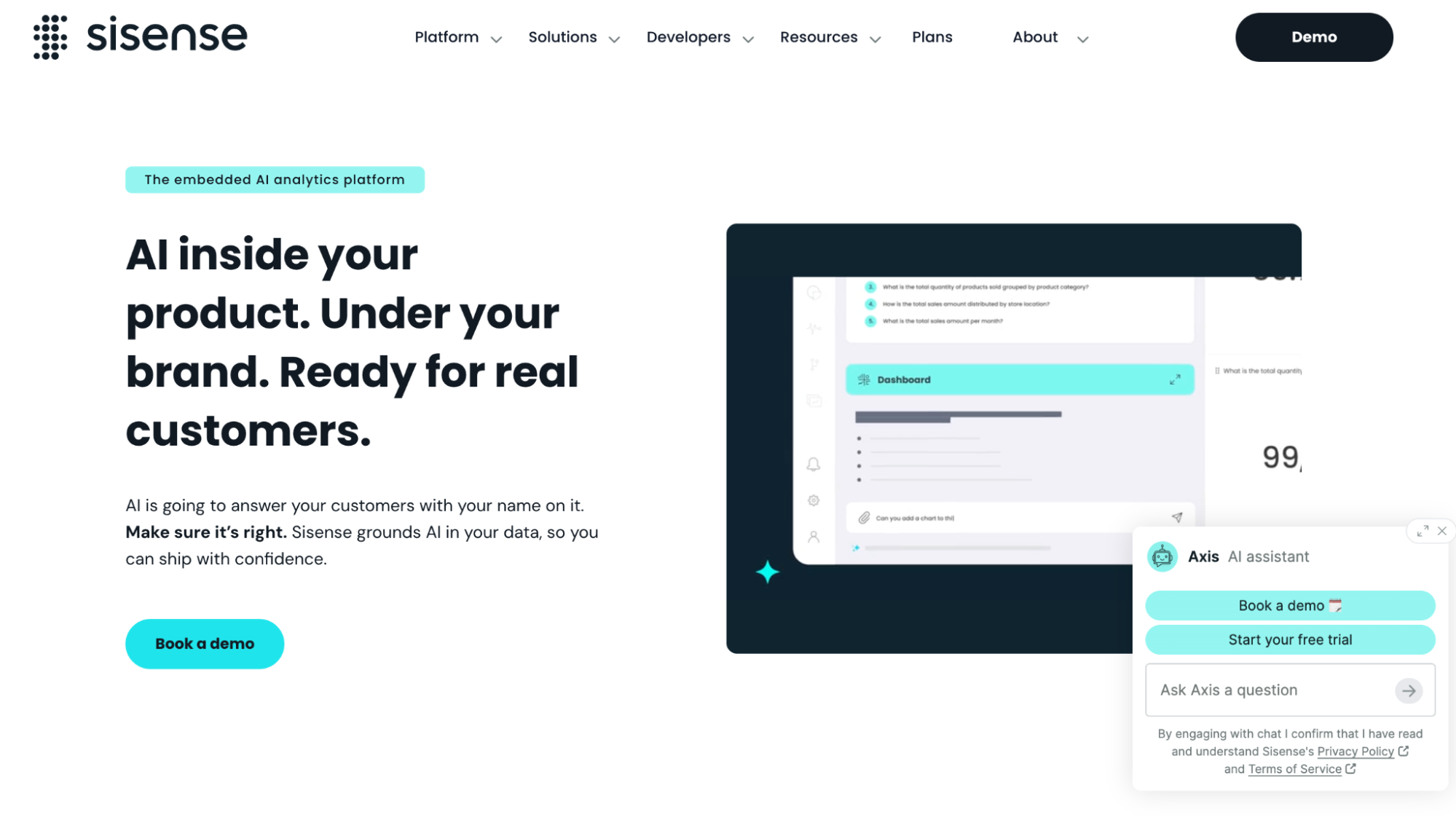 Screenshot of Sisense webpage
