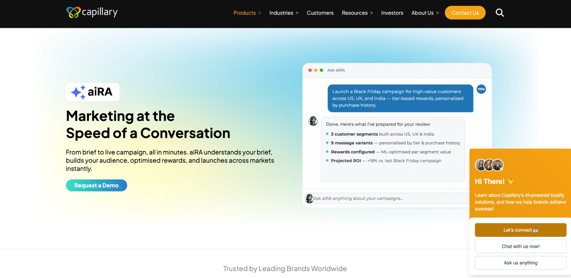 Screenshot of aiRA by Capillary product page