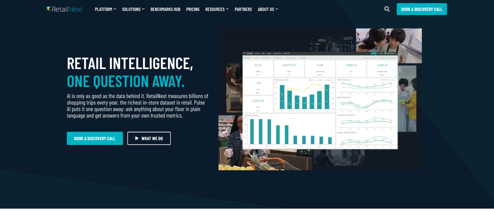 Screenshot of RetailNext product page