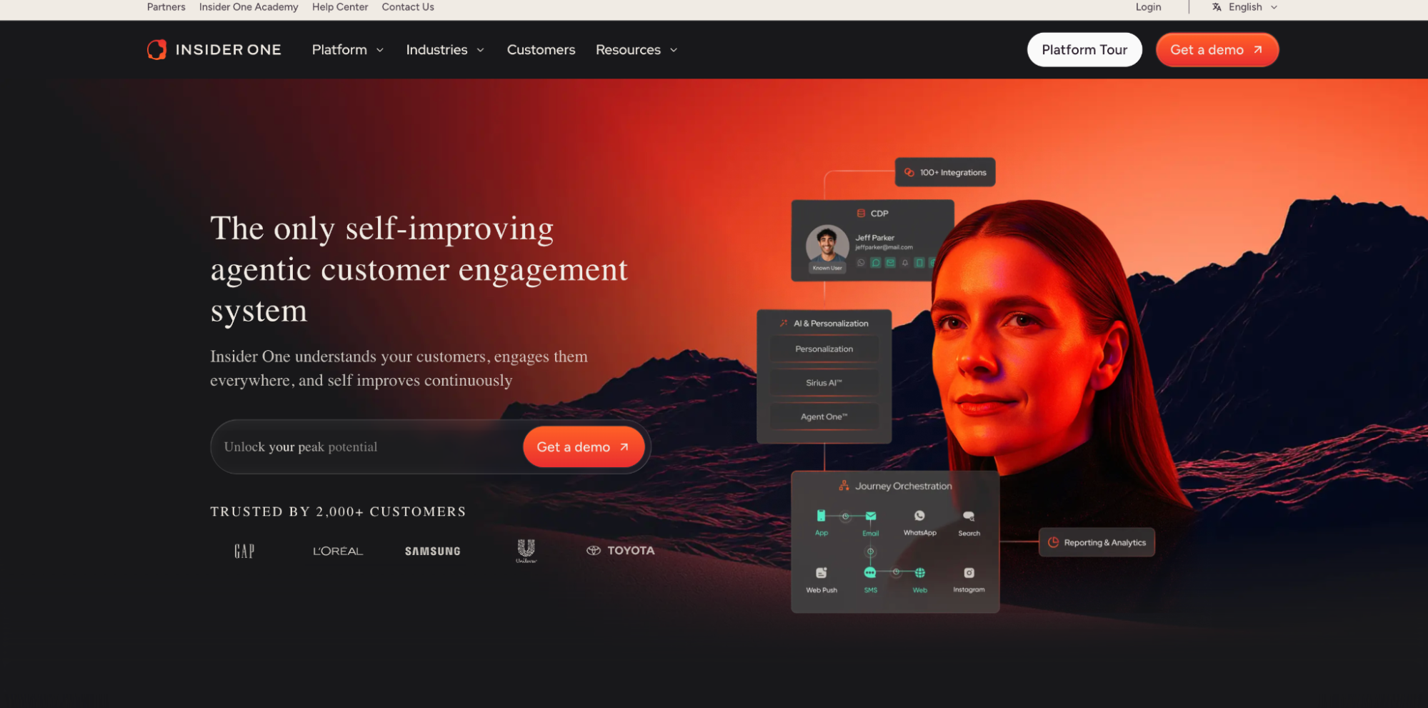 Screenshot of Insider product page