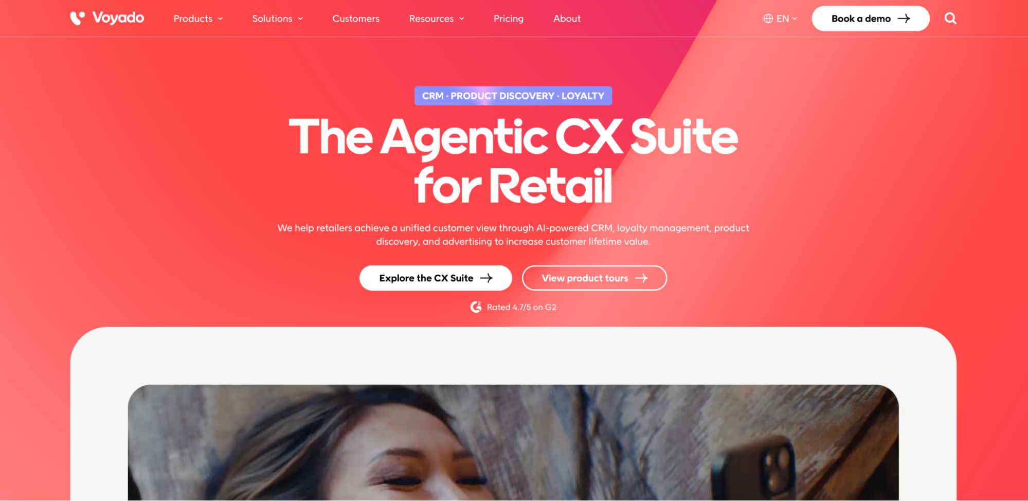 Screenshot of Voyado product page