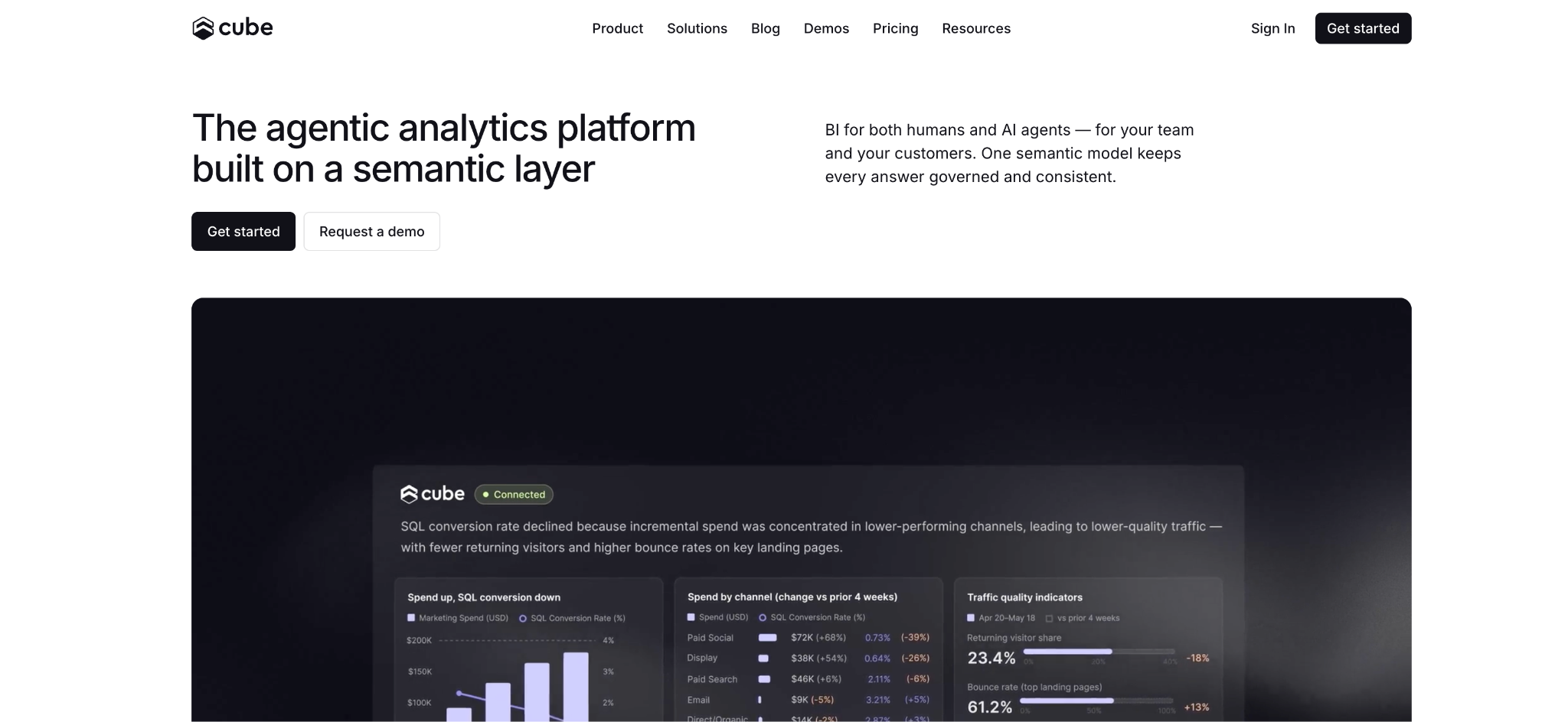 Screenshot of Cube webpage